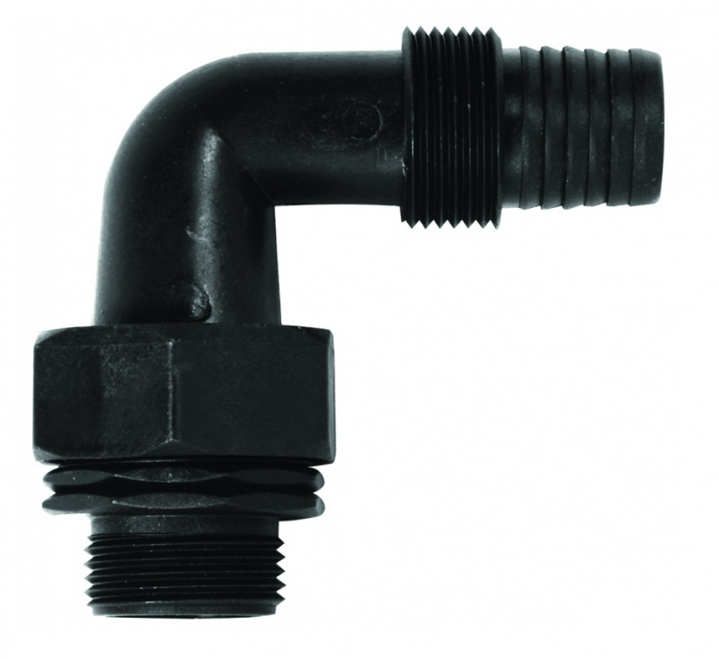Переходник угловой ELITECH резьба 1"- шланг 3/4" 1005.003600