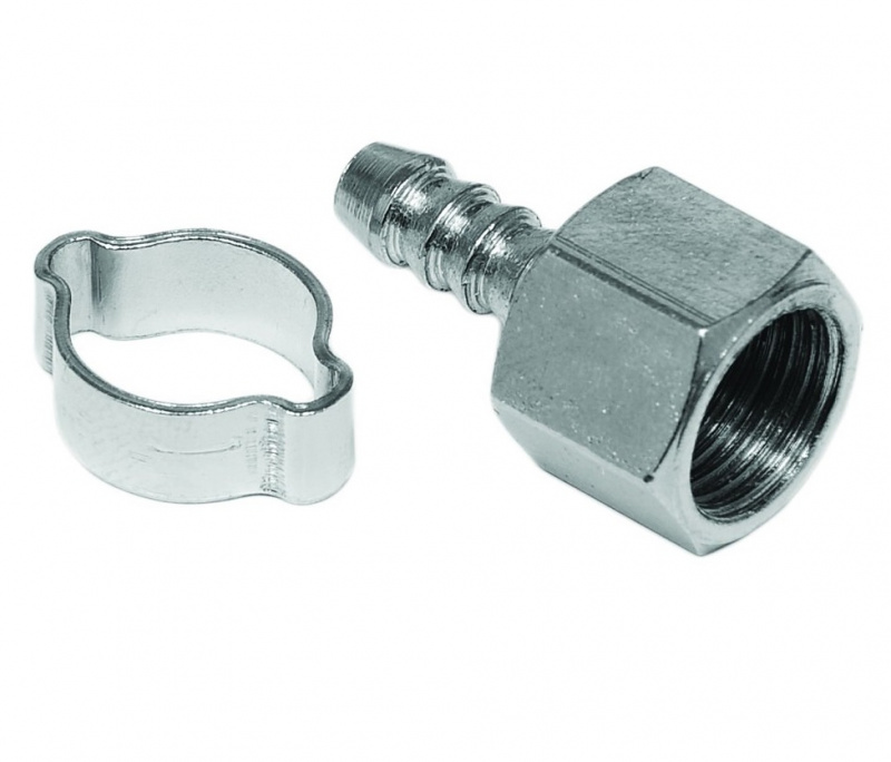Переходник ELITECH 1/4"М - елочка 10мм + обжимное кольцо 10*15мм 0704.023100