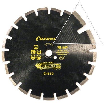 Диск алмазный CHAMPION АСФАЛЬТ PRO 350*25.4*10 C1610