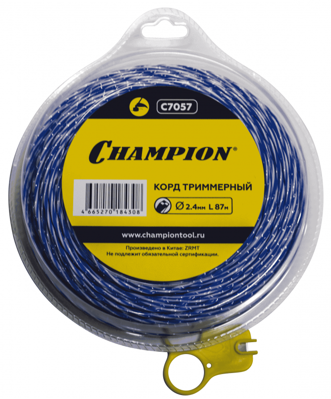 Корд триммерный CHAMPION Sky-cutter 2.4мм*87м витой квадрат C7057