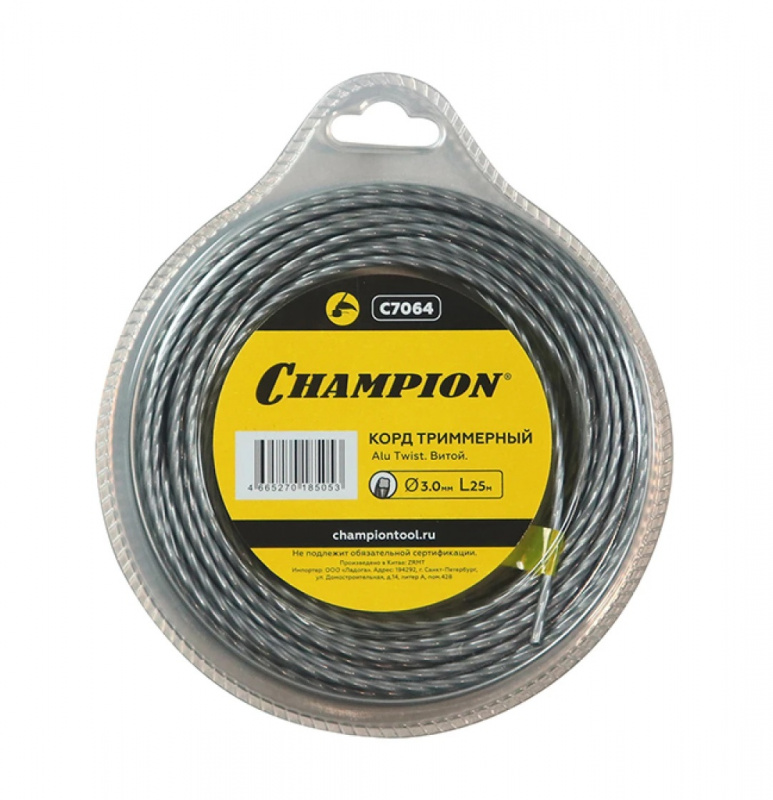 Корд триммерный CHAMPION Alu Twist 3.0мм*25м витой C7064