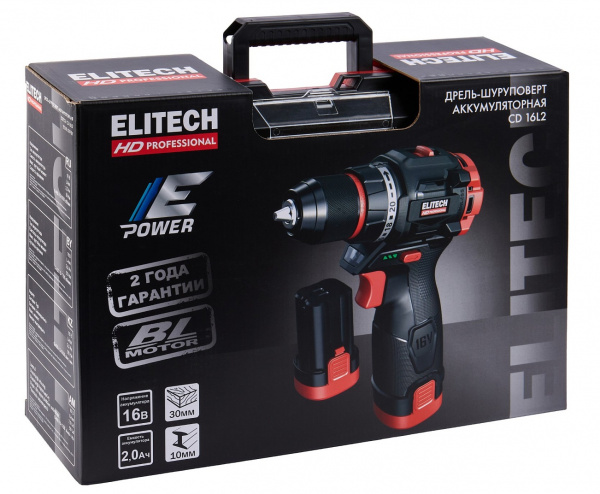 Дрель-шуруповерт аккумуляторная ELITECH HD CD 16L2 E2201.039.01