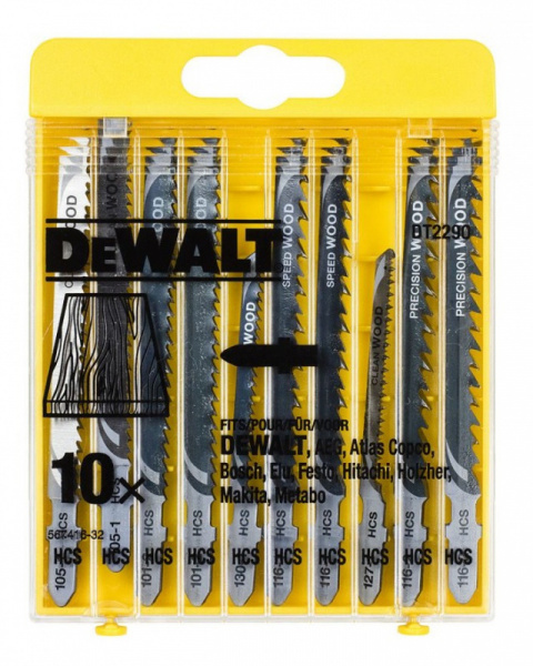 Набор пилок д/лобзика по дереву DeWALT HCS 10шт DT2290