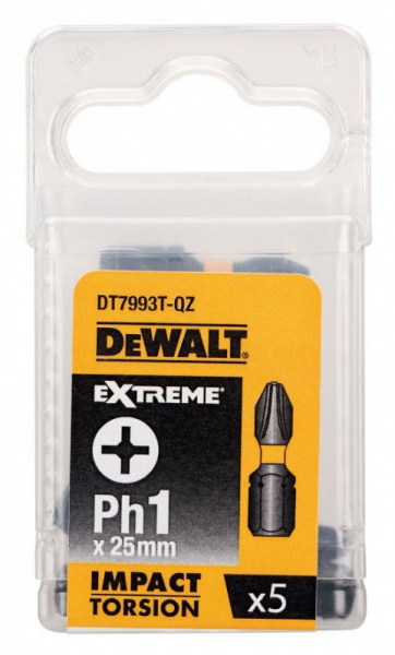 Бита DeWALT IMPACT Torsion РH1 25мм 5шт DT7993T