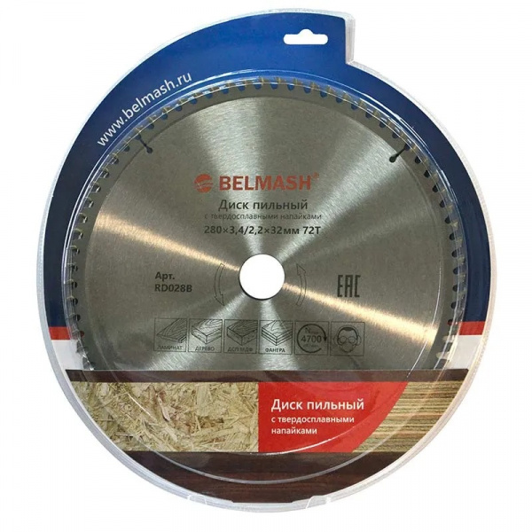 Диск пильный по ламинату BELMASH 280*32/30*3.4/2.2 72T